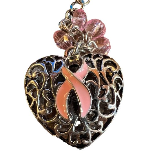 Heart Silver Keychain Set Of 3 Breast Cancer Hallmark Beaded - Picture 6 of 11